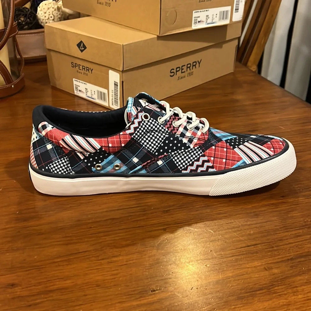 Sperry Top Sider Striper USA Flag shoes sneakers new boat deck 4th of July Mens